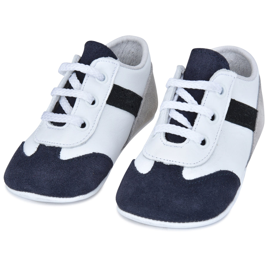 Blue Ribbon BabyShoe Personalized Infant Baby Boy & Girl  Christening – Baptism Leather Soft Sole Lace Up Shoes with Customized Name  & Date – Special Occasion Newborn Church Shoes 